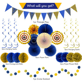 YIOTJUNL blue gold honeycomb balls add dimension to events.