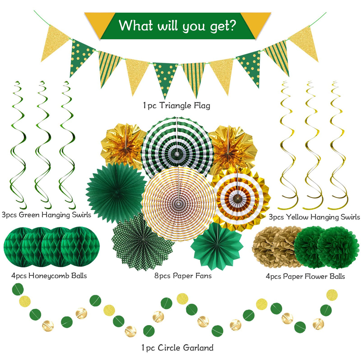 YIOTJUNL green and gold hanging swirls add dynamic ceiling movement
