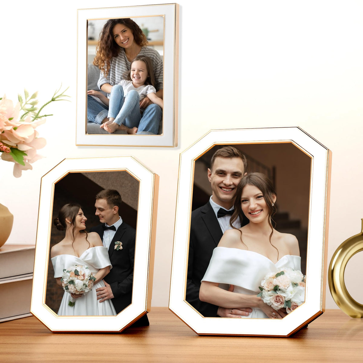 YiPinYin 5x7 photo on table display, ideal for mantles or desks.