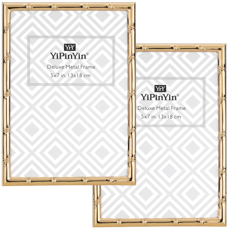 YiPinYin bamboo-detail dark-gold 2-pack frame for wall or desk display