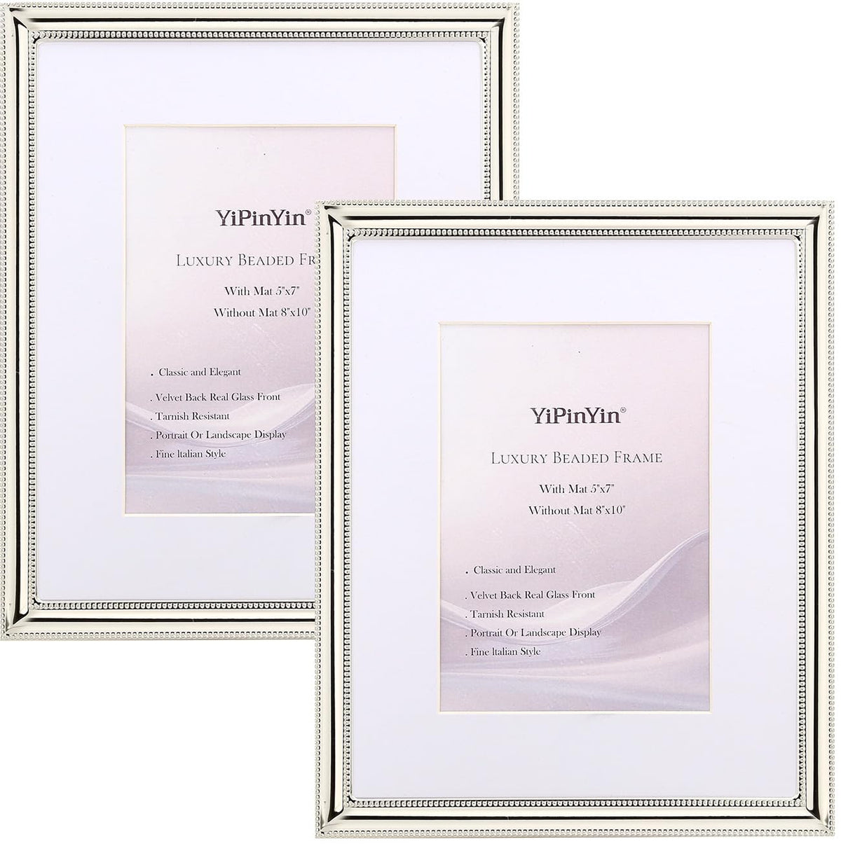YiPinYin 8x10 silver-plated frame with beaded edge for elegant display