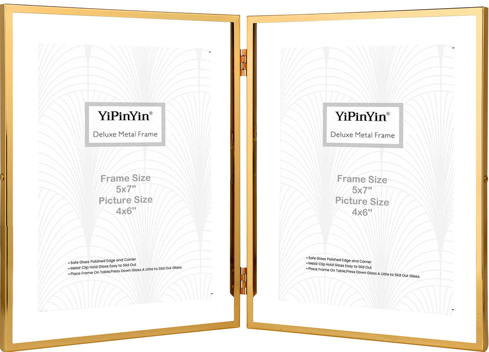 YiPinYin gold double floating frame front view enhances photos with luxury.