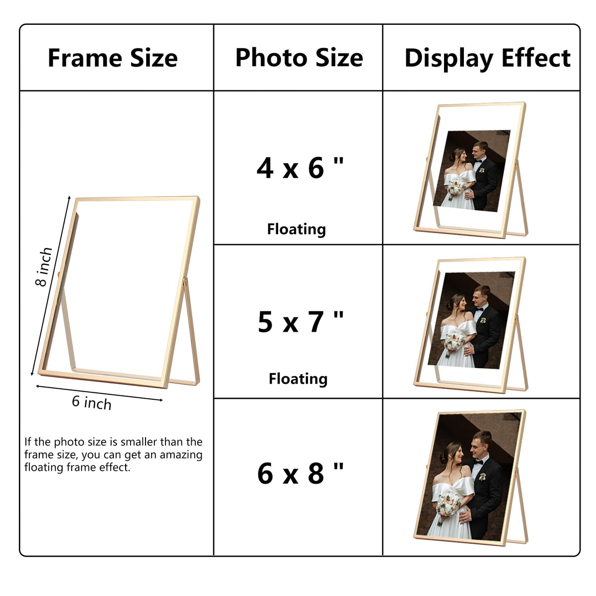 YiPinYin gold outer 6x8 frame highlights modern photo presentation