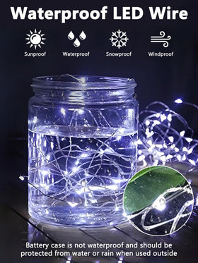 YIQU fairy lights wrapped around a tree showing bendable wire in action.