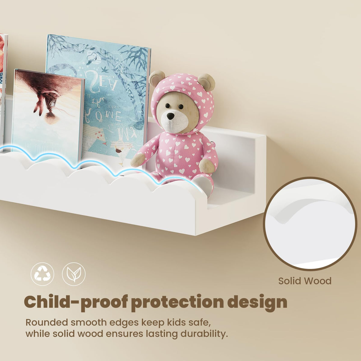 Yirilan hardwood nursery shelves emphasize dense core and durable construction.