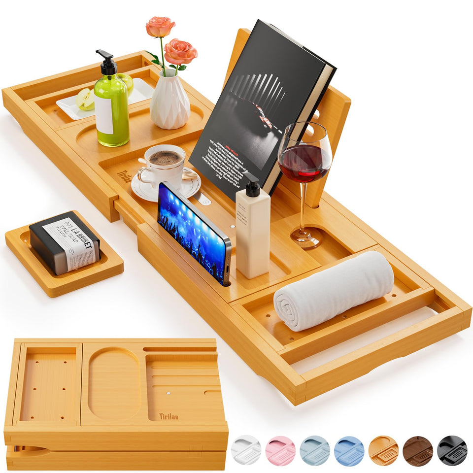 Yirilan Premium Bathtub Tray Caddy extends to fit most tubs for effortless setup.
