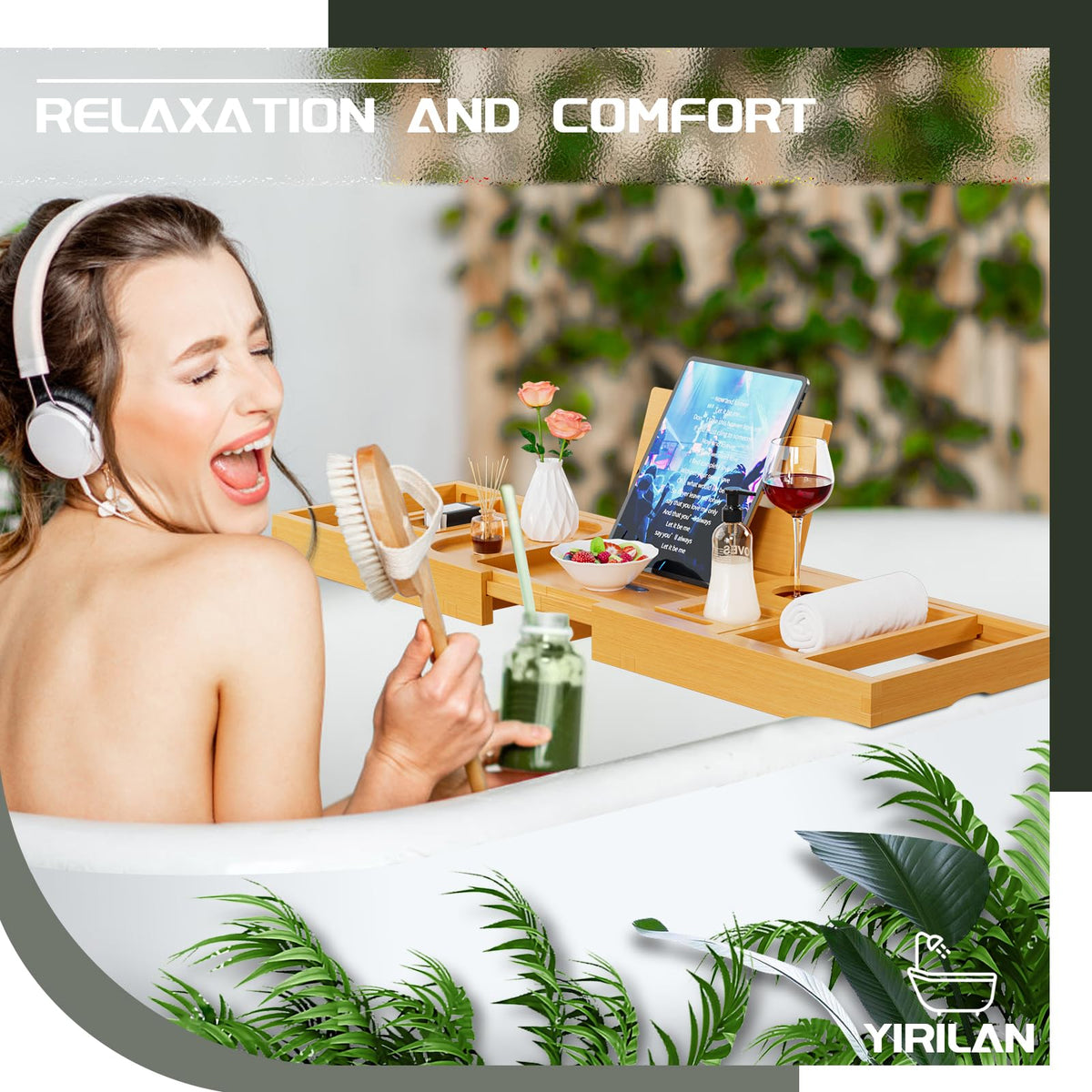 Yirilan tray offers two removable trays for organized spa essentials.