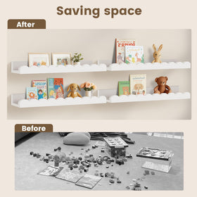 Yirilan scalloped shelves installation hardware included for quick setup.