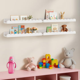 Yirilan scalloped shelves side view in white for compact wall storage.