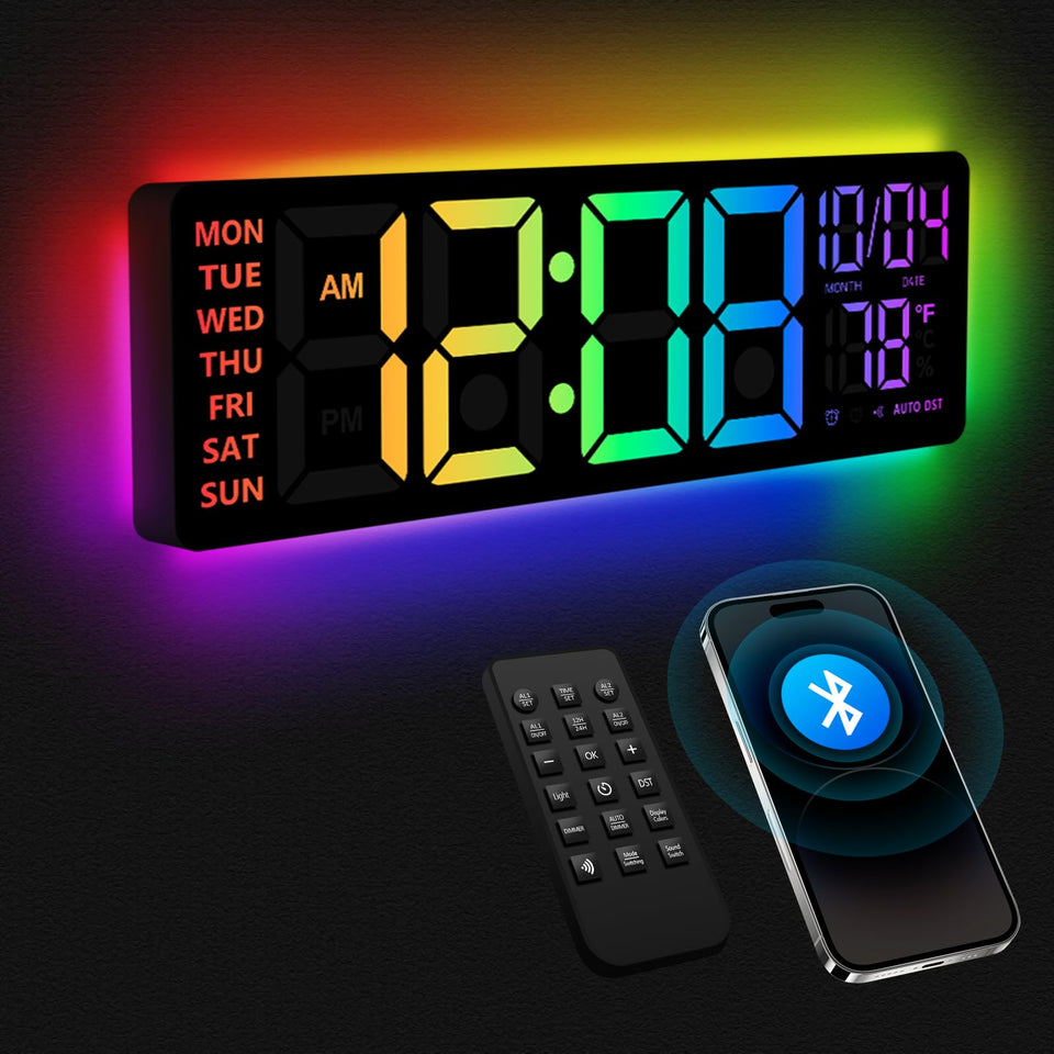 YISILE 16-inch clock with night light offers easy nighttime visibility