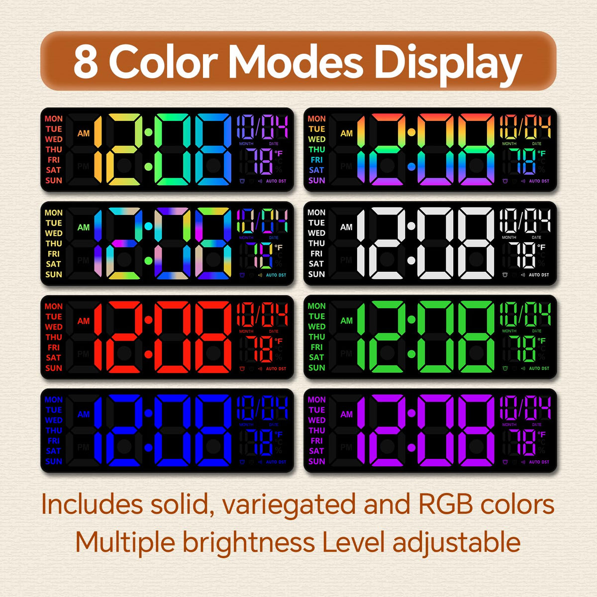 YISILE clock displays dynamic RGB colors to create a welcoming living room ambiance
