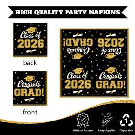 YISKUOPU black gold graduation plates 7-inch ideal for desserts and snacks.