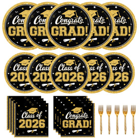 YISKUOPU black gold graduation plates 9-inch for easy, stylish serving.