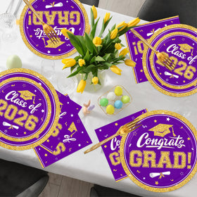 YISKUOPU class of 2026 plates, 7-inch, add coordinated look to celebrations.