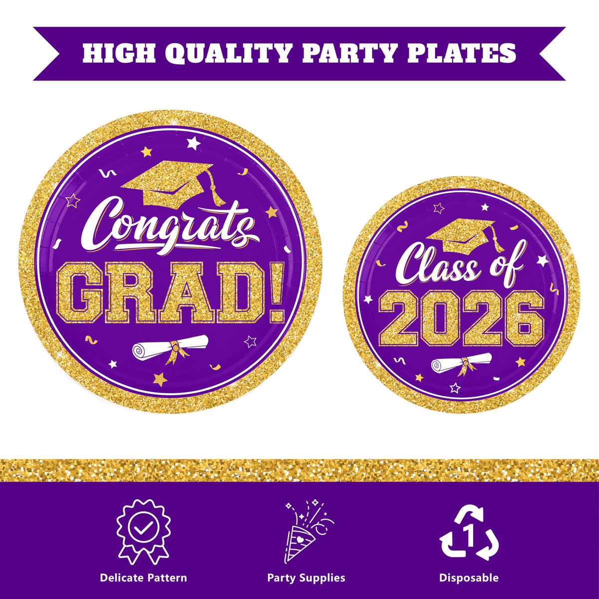 YISKUOPU congrats grad text plates highlight celebration.