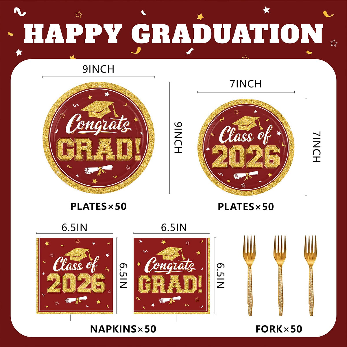YISKUOPU graduation forks for easy party serving