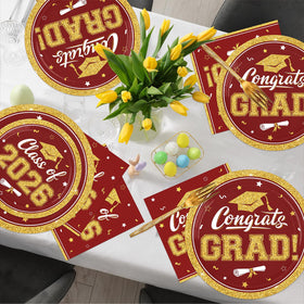 YISKUOPU graduation napkins coordinating with maroon gold theme
