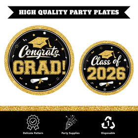 YISKUOPU graduation napkins in black and gold for quick cleanup.