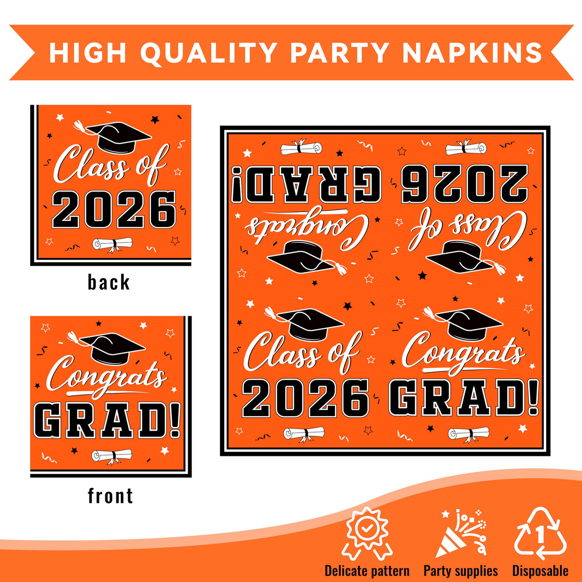 YISKUOPU orange and black graduation theme set for party decor