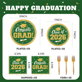 YISKUOPU graduation napkins in green and gold add festive color and easy cleanup