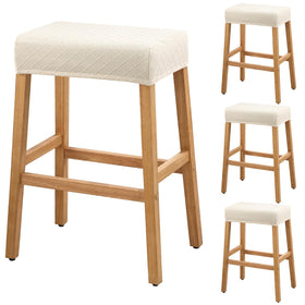 YISUN rectangle 4-pack stool covers showing snug fit on bar stools