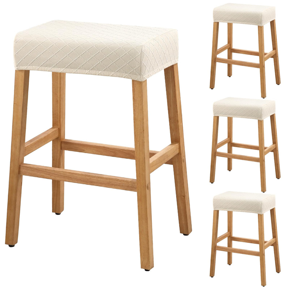 YISUN rectangle 4-pack stool covers showing snug fit on bar stools