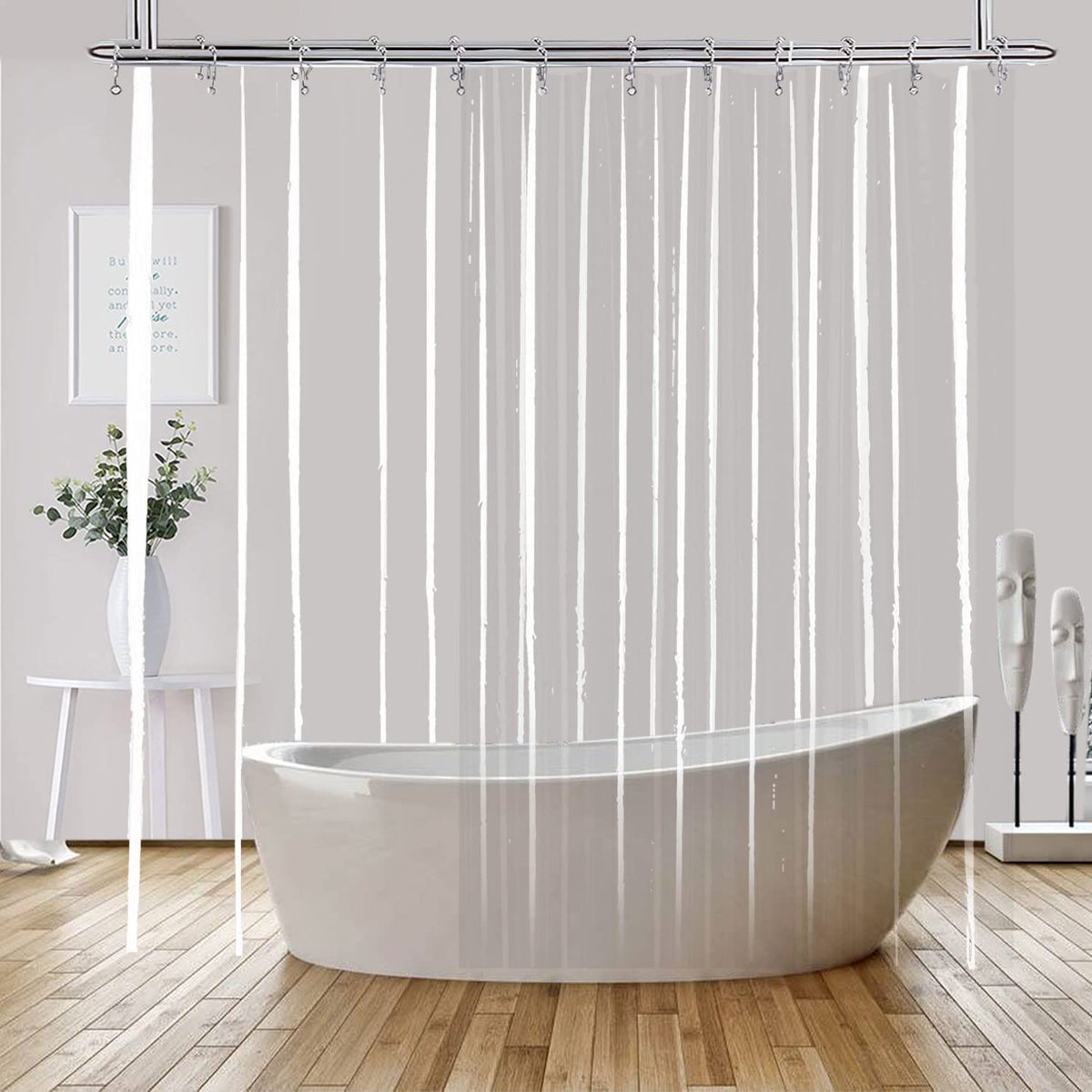YISURE clawfoot tub curtain 6 magnets bottom hold curtain in place