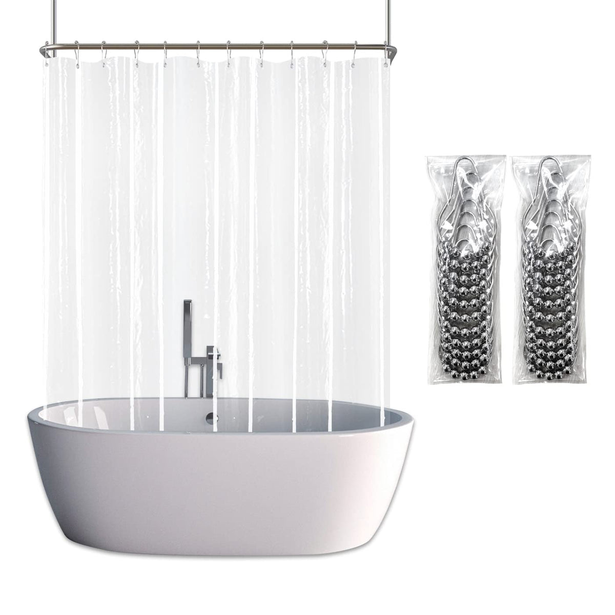 YISURE clawfoot tub curtain wrap-around clear for wide coverage