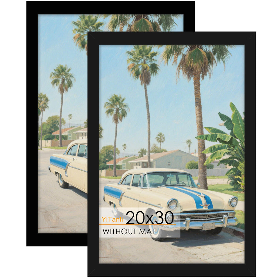YiTanli 20x30 poster frame front view shows matte black finish for versatile wall décor.