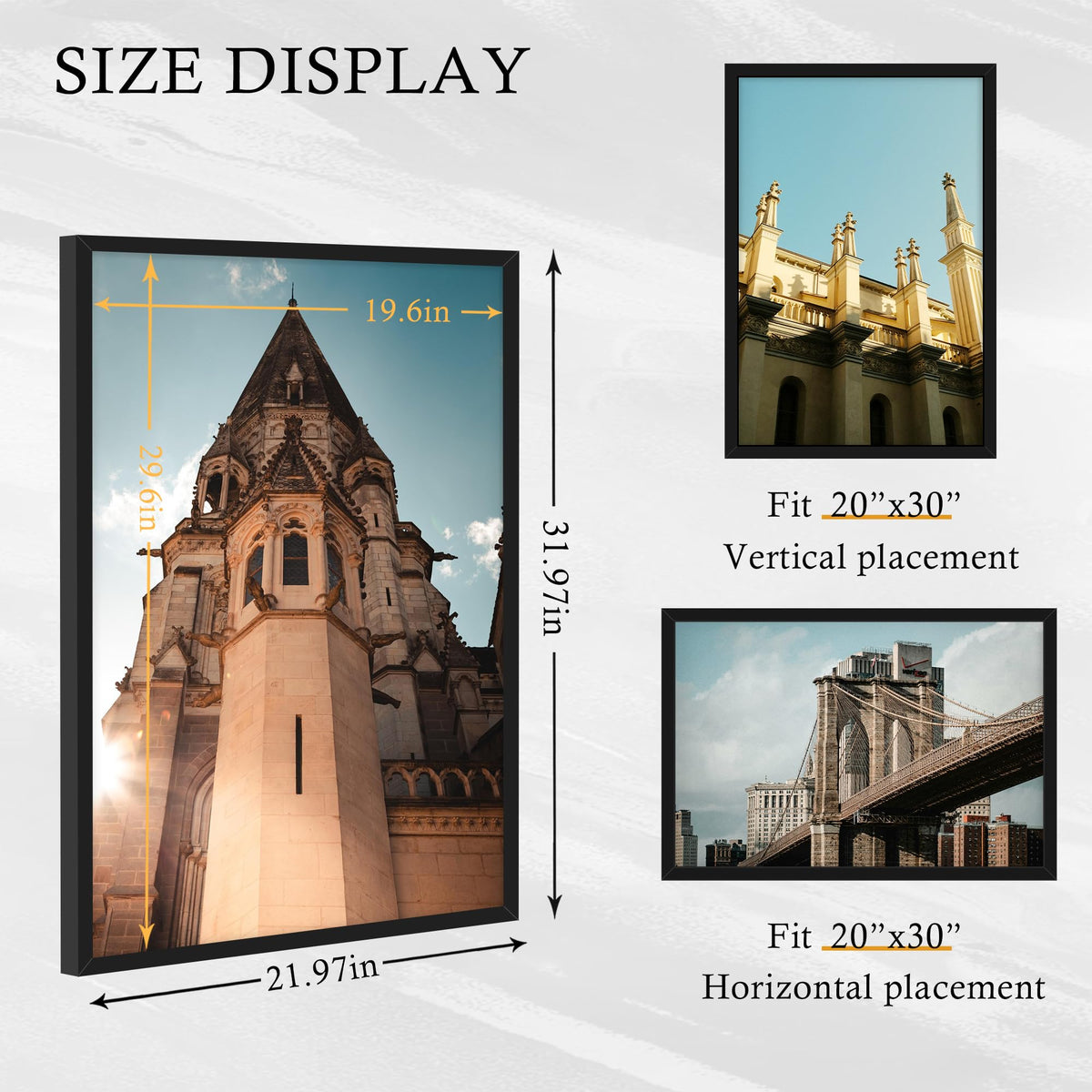 YiTanli 20x30 poster frame rotating buckle demonstrates easy photo swaps.