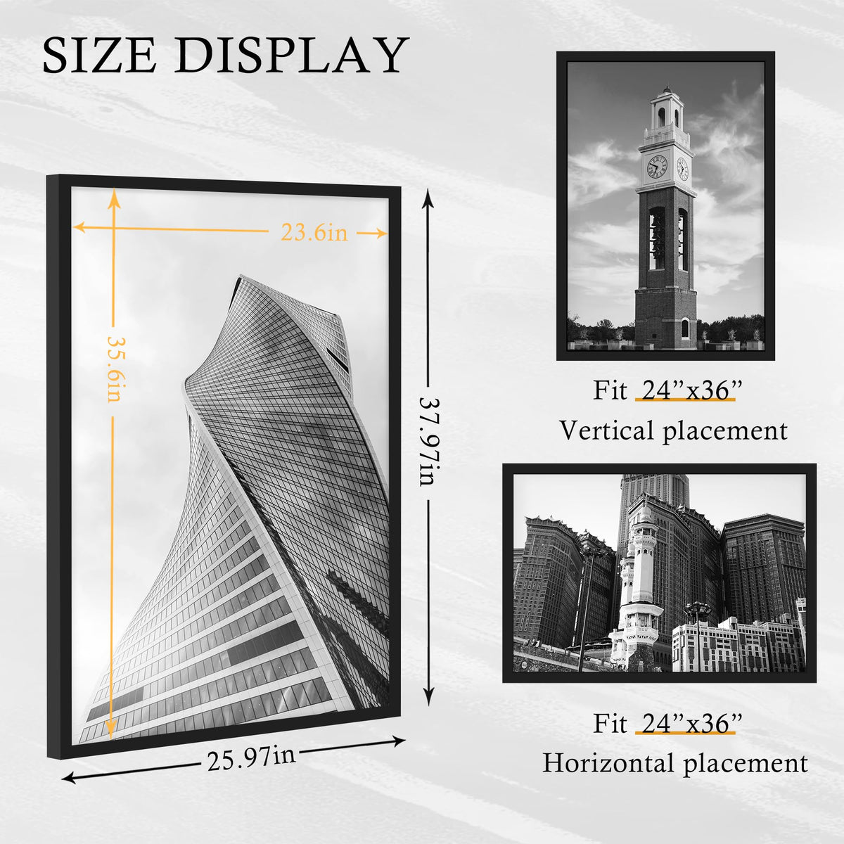 YiTanli 24x36 poster frame back with hanging hardware for wall mounting