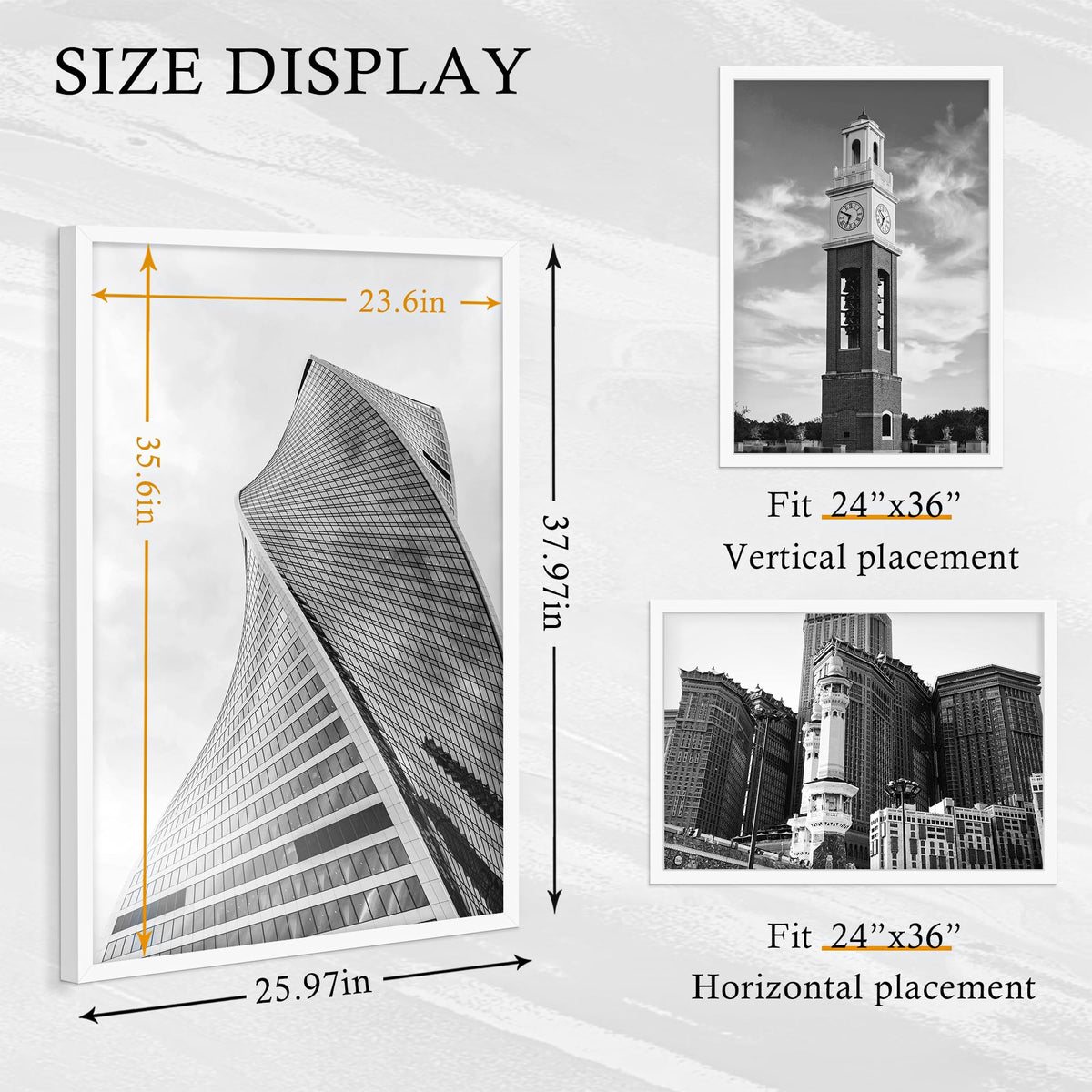 YiTanli 24x36 poster frame back with hanging hardware for easy mounting.