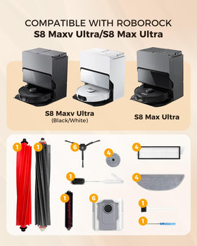 Yivy Roborock S8 MaxV Ultra side brushes reach corners for thorough edge cleaning.
