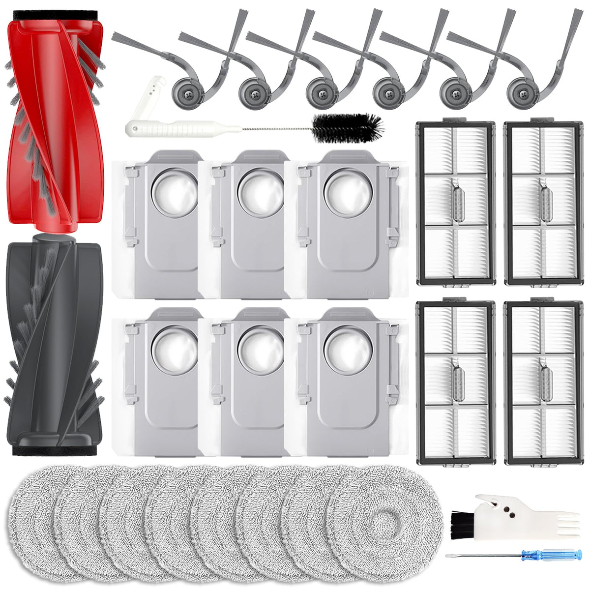 Yivy Saros 10R dual roller brushes capture hair and debris from all floor types.