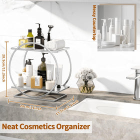 YIWANFW 2-tier countertop organizer enhances bathroom storage and access.