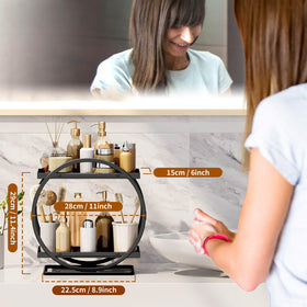 YIWANFW 2-tier organizer side view, compact countertop storage for skincare