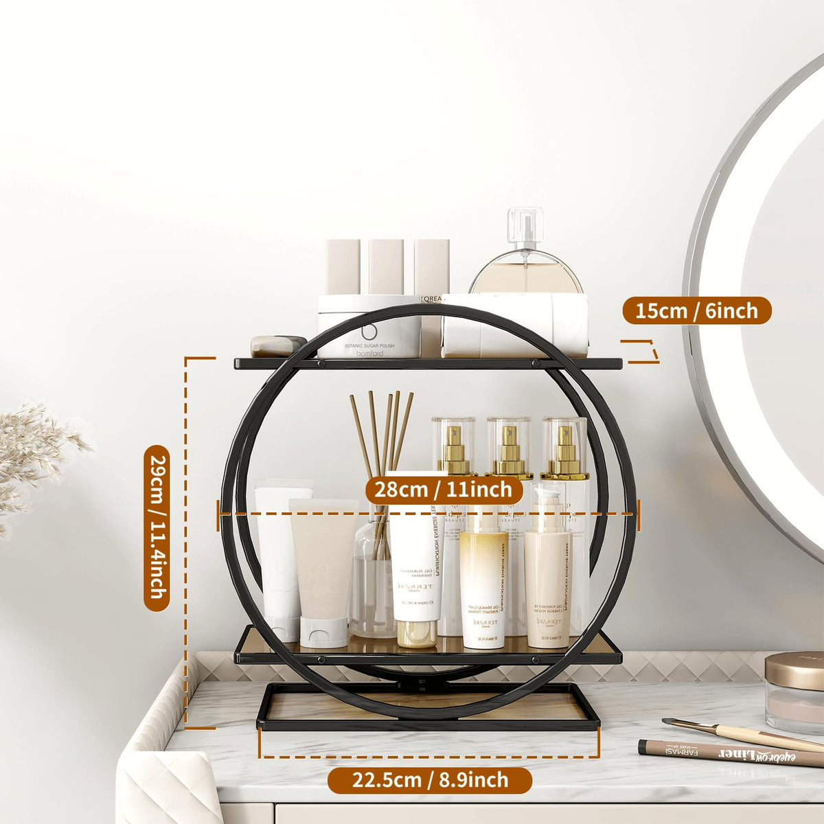 YIWANFW 2-tier vanity storage for cosmetics and skincare items