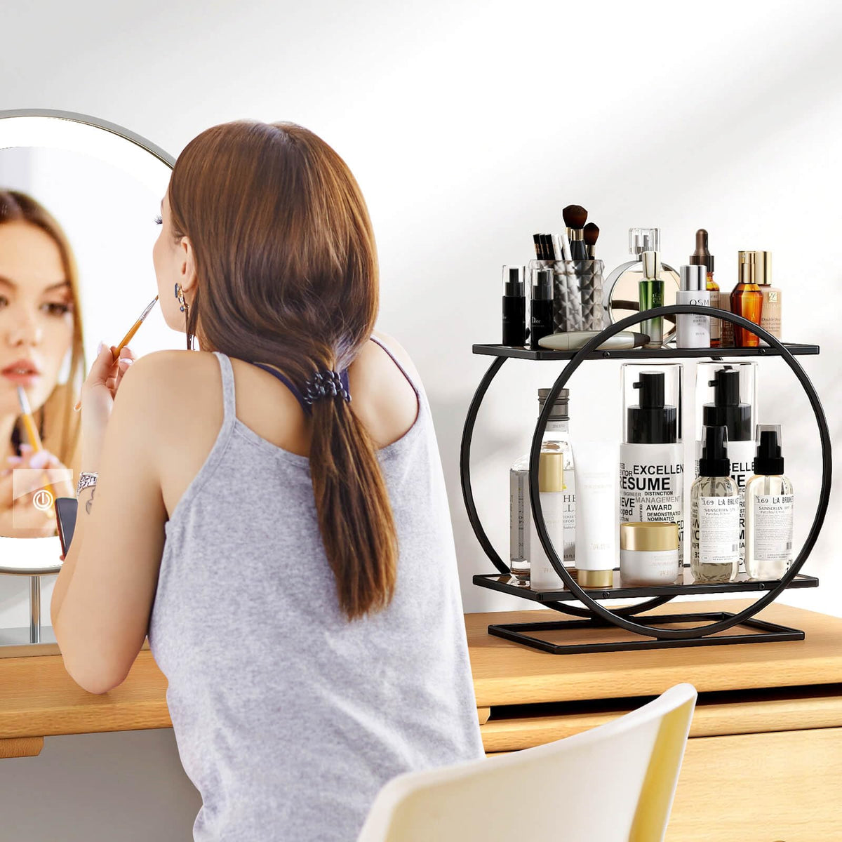 YIWANFW black bathroom counter organizer adds sleek storage to vanity