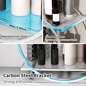 YIWANFW cosmetic display shelf in metal and acrylic elevates vanity.