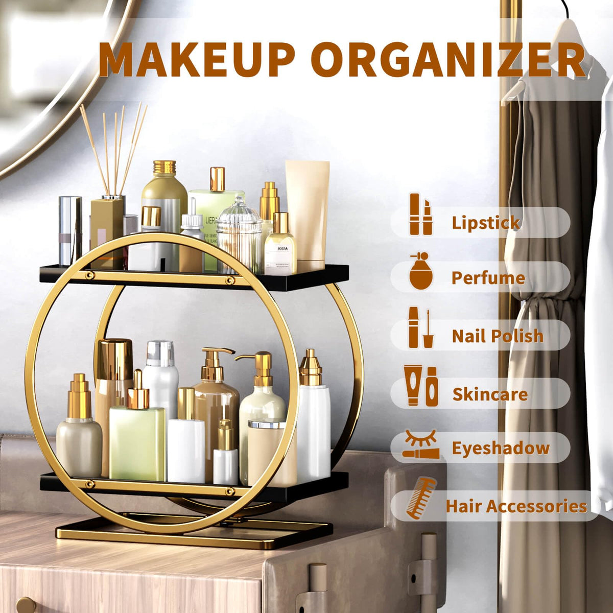 YIWANFW cosmetic display shelf complements any decor while showcasing your collection.