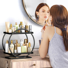 YIWANFW perfume organizer on dresser, two-tier display for neat perfume storage
