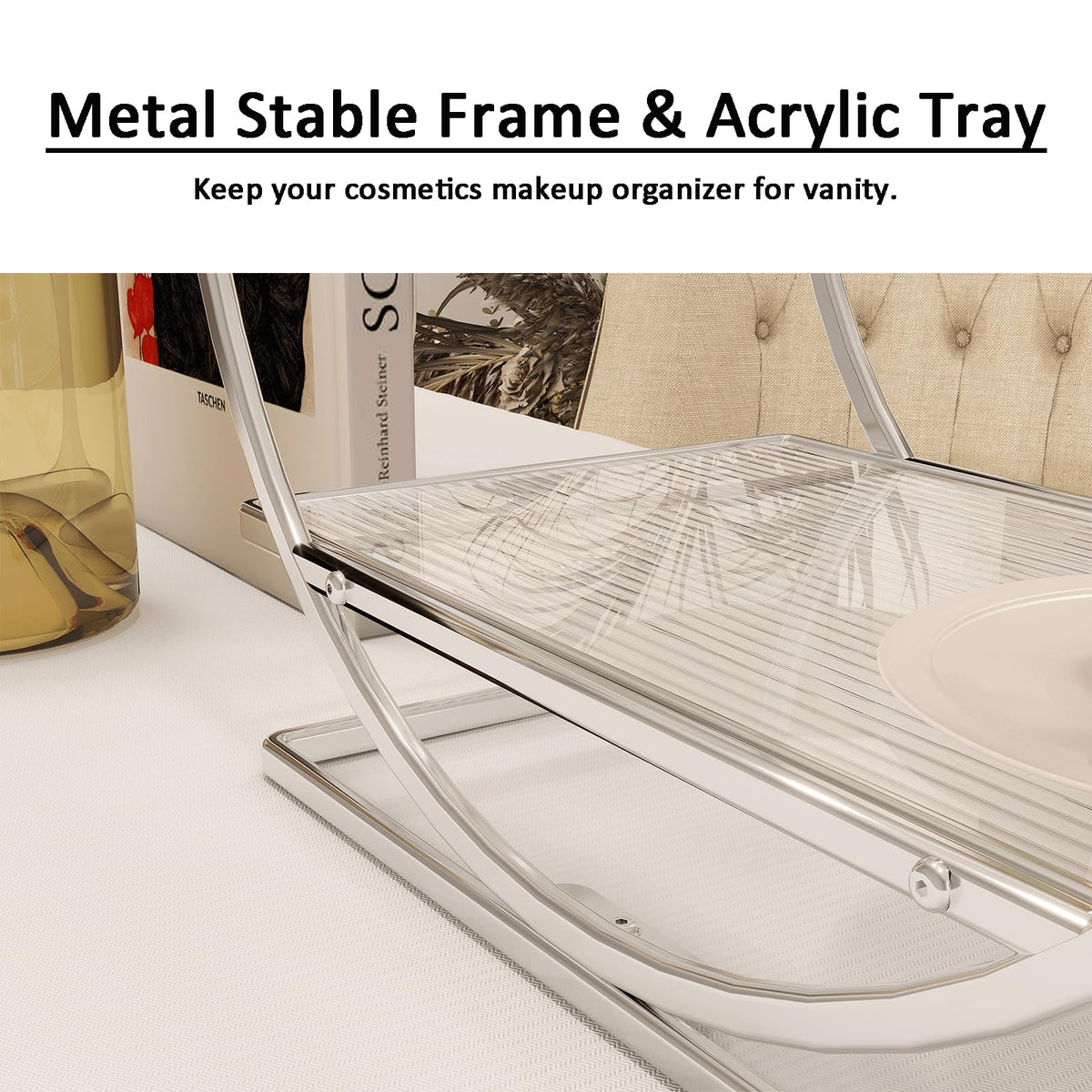 YIWANFW sleek vanity shelf adds organized beauty storage.