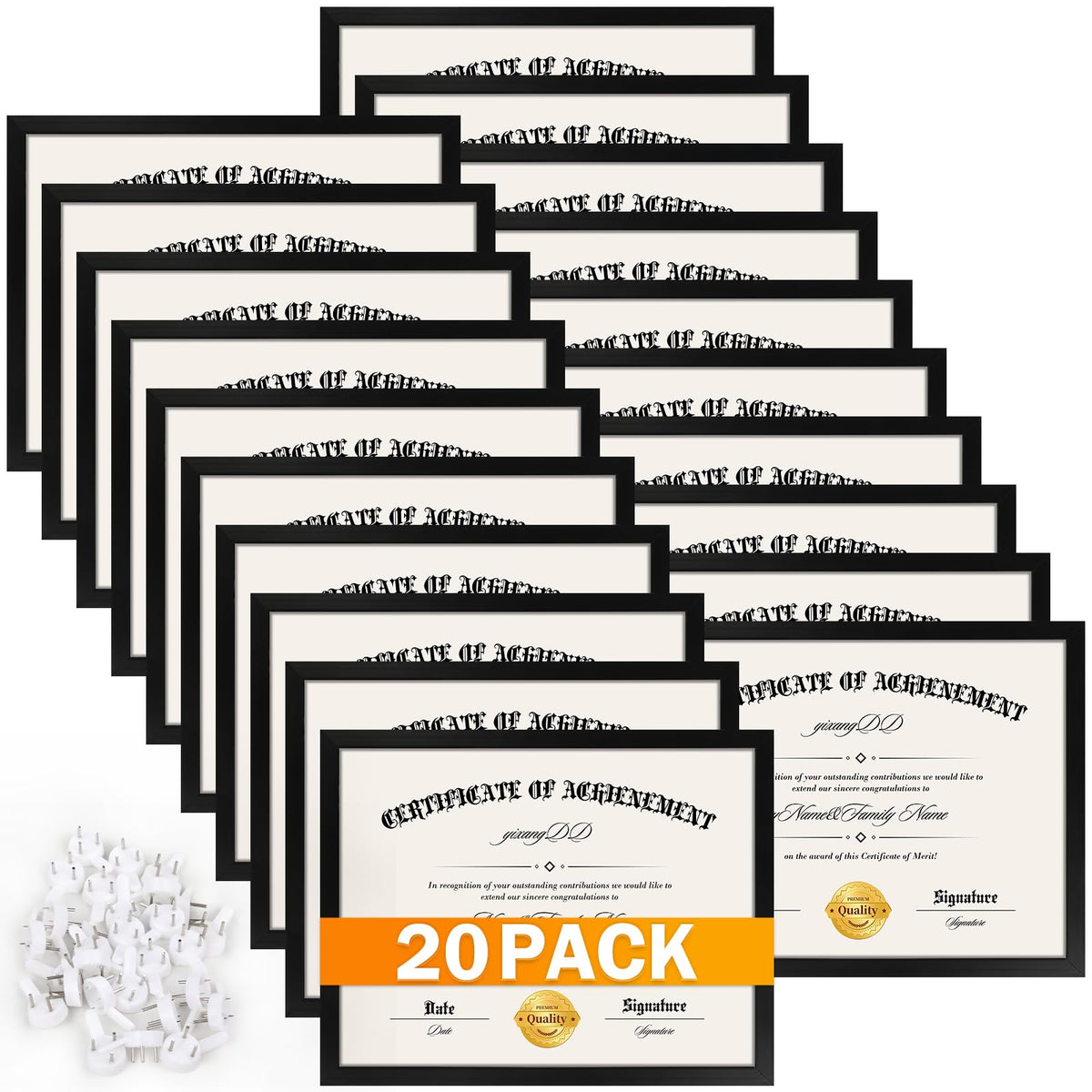 YixangDD 8.5x11 black certificate frame, front view, elegant diploma display.