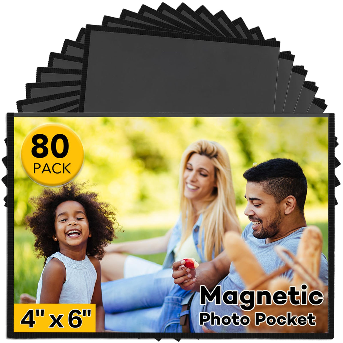 YixangDD 80-pack magnetic photo frame on fridge door for secure, visible memories.