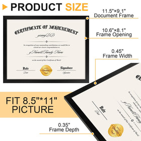 YixangDD black diploma frame protected by protective film on plexiglass.