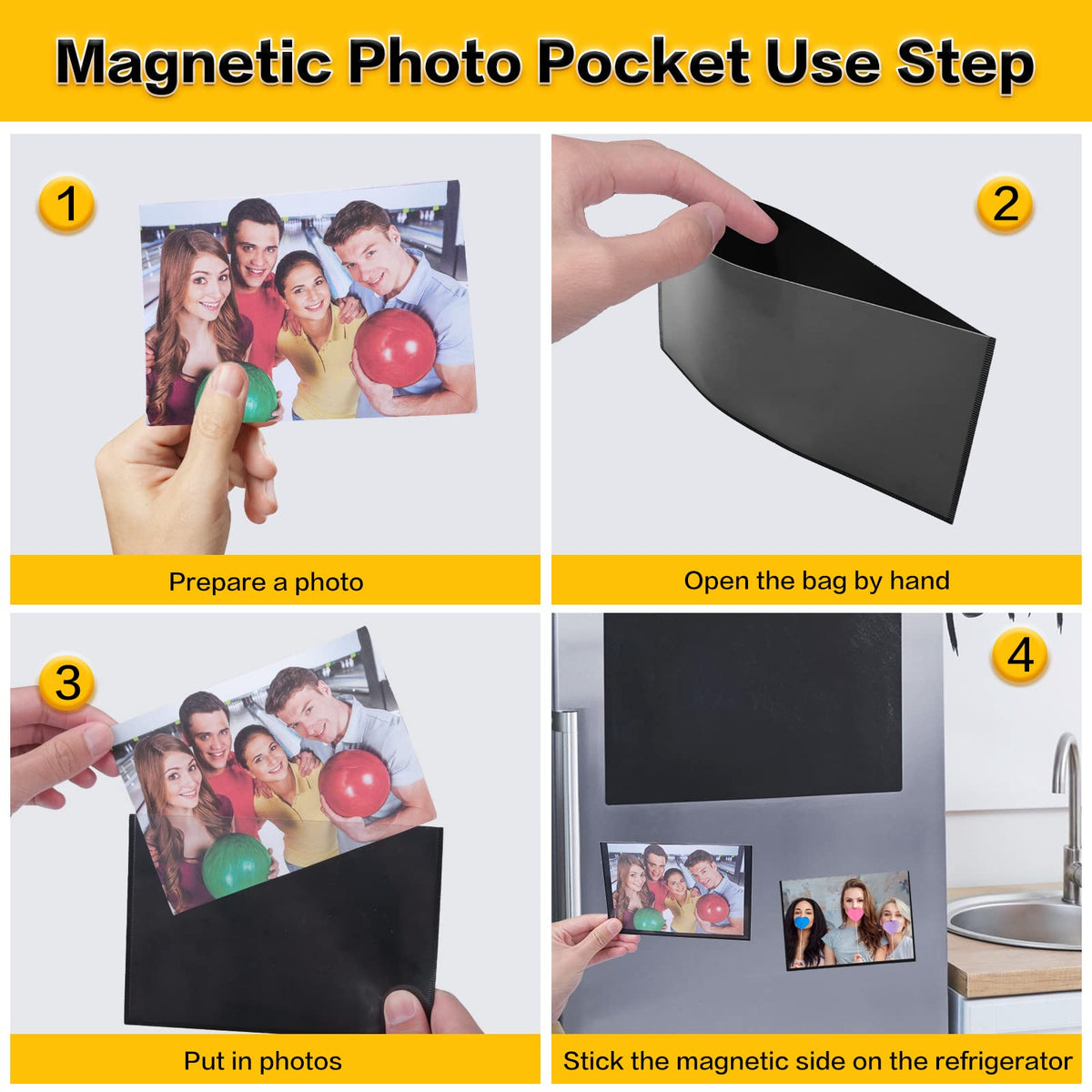 YixangDD frame with clear pocket protects photos