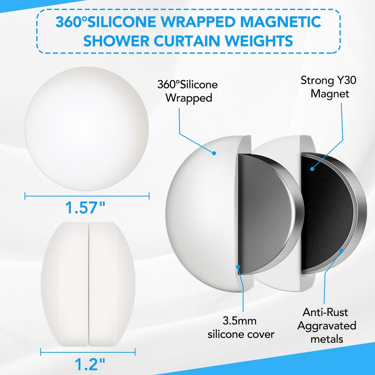 YixangDD heavy-duty magnetic curtain weight with noise-reducing rubber shell.