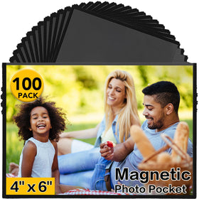 YixangDD magnetic photo frame on fridge displaying a 4x6 photo securely
