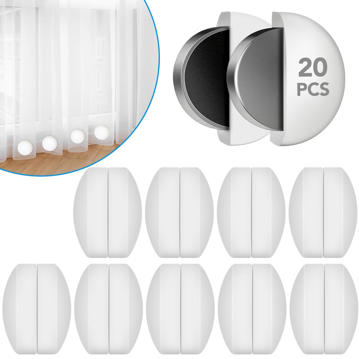 YixangDD rubber-coated magnetic shower weight pair keeps curtain in place.