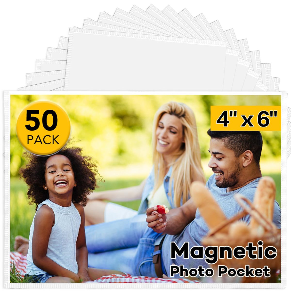 YixangDD white magnetic photo frame on fridge securely displays memories